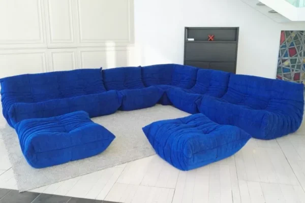 Togo Blue Sofa - Image 4