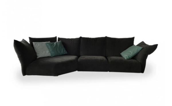 Standard Black Fabric Sofa - Image 7